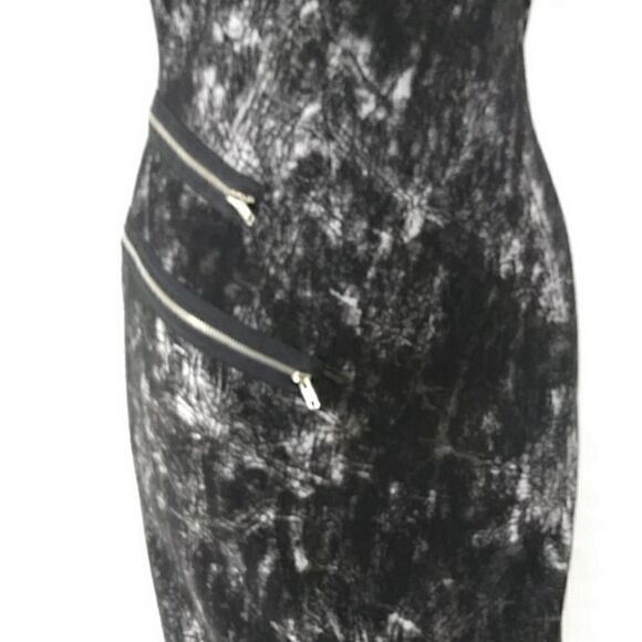 GIANNI BINI DRESS ZIPPER ACCENT ABSTRACT PRINT MINI FORM FITTING NWOT~S… - Picture 4 of 8
